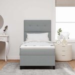 vidaXL Lit à ressorts avec matelas et lumière LED gris clair 100 x 200 cm en tissu.