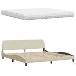 vidaXL Lit avec matelas Hanko crème 200x200 cm tissu