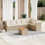vidaXL Salon de jardin avec coussins 8 Pièces beige résine tressée