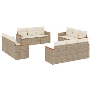 vidaXL Salon de jardin avec coussins 12 Pièces beige résine tressée
