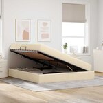 vidaXL Lit avec rangement et matelas Crème 160 x 200 cm Polyester