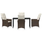 vidaXL Ensemble de Salle à Manger de Jardin 5 Pièces avec Coussins Marron Rattan Poly