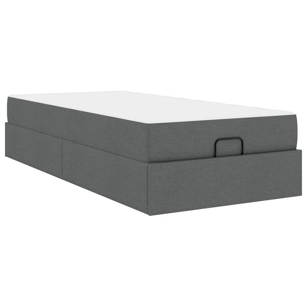 vidaXL Cadre de lit avec matelas Gris foncé 100 x 200 cm tissu