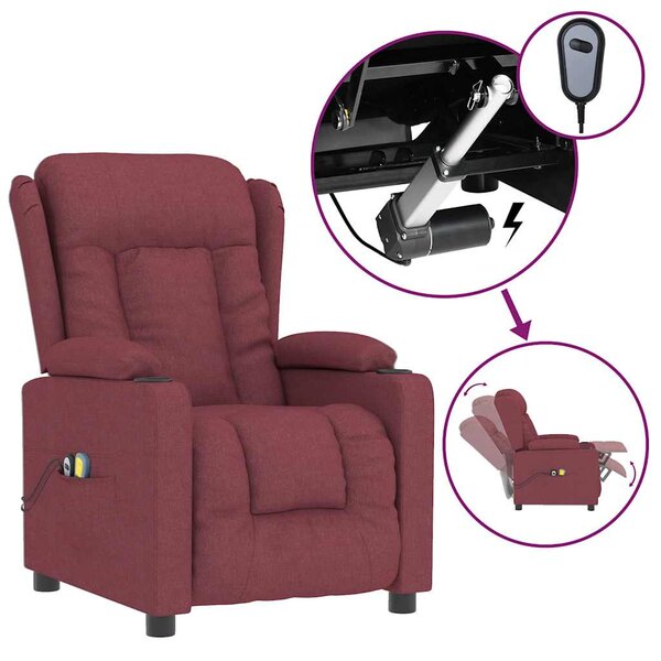 vidaXL Fauteuil électrique de massage Bordeaux Tissu
