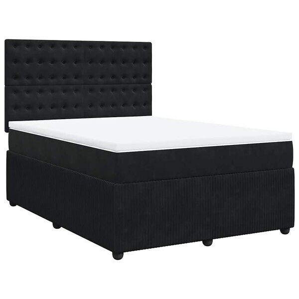 vidaXL Sommier à lattes de lit et matelas Noir 160x200 cm Velours