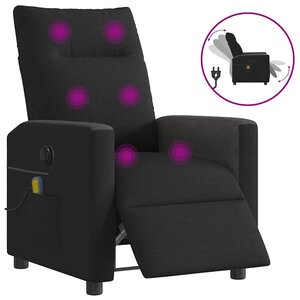 vidaXL Fauteuil de massage inclinable électrique Noir Tissu