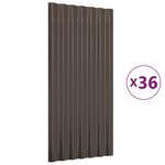 vidaXL Panneaux de toiture 36 Pièces Acier enduit de poudre Brun 80x36 cm