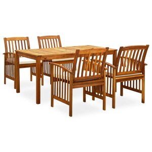vidaXL Ensemble à manger de jardin 5 Pièces avec coussins Acacia solide