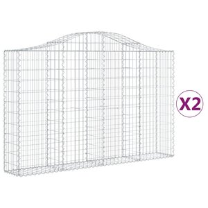 vidaXL Paniers à gabions arqués 2 Pièces 200x30x120/140 cm Fer galvanisé