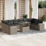 vidaXL Salon de jardin 11 Pièces avec coussins gris clair résine tressée