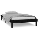 vidaXL Cadre de lit à LED sans matelas noir 90x190 cm bois massif