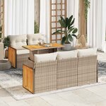 vidaXL Salon de jardin 6 Pièces avec coussins beige résine tressée acacia