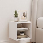 vidaXL Meuble TV mural avec lumières LED blanc 30x28 5x30 cm