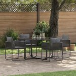 Ensemble de repas de jardin 6 pièces vidaXL avec coussins en acier et poly rotin