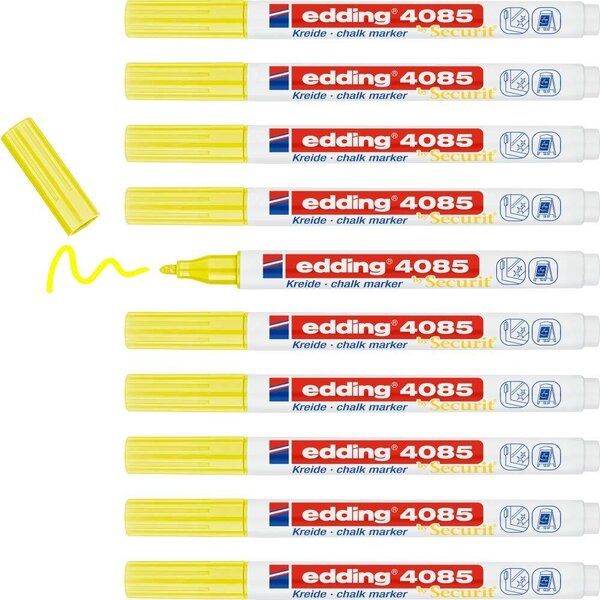 Marqueur Craie Liquide 4085 Jaune fluo Pointe Ronde 1-2 mm x 10 EDDING