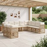 vidaXL Ensemble de canapés d'extérieur Naturel Polyester