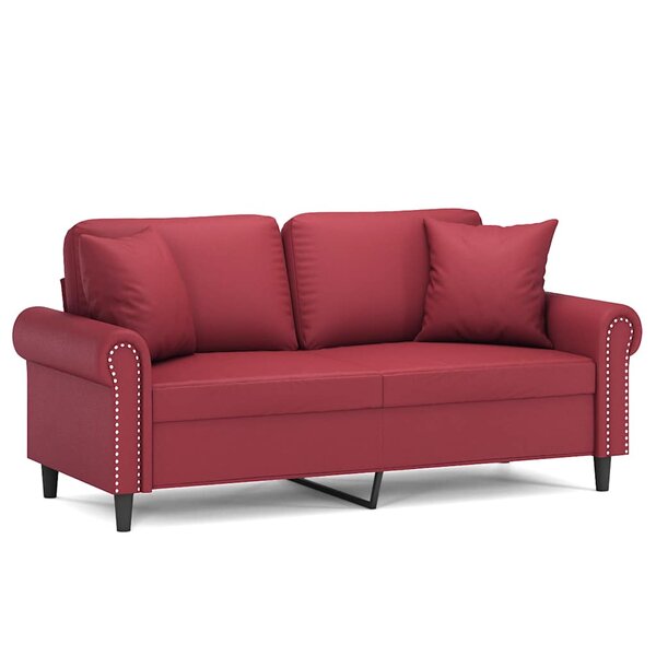 vidaXL Canapé 2 places avec oreillers bordeaux 140 cm similicuir
