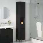 vidaXL Meuble de salle de bain haut avec porte Noir 31.5 x 33 x 190 cm