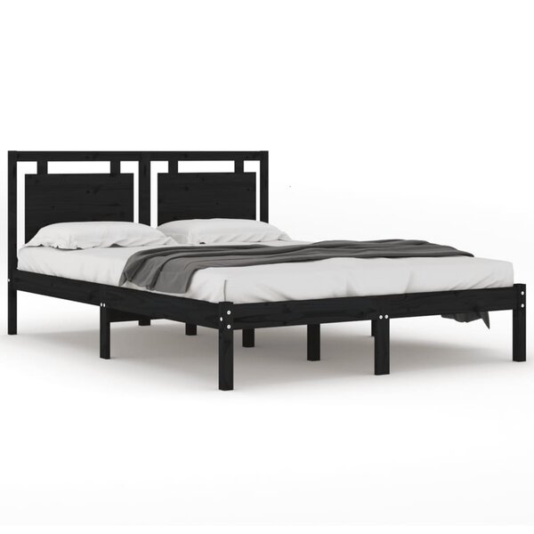 vidaXL Cadre de lit sans matelas noir 200x200 cm bois massif