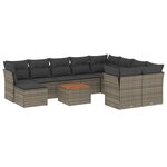vidaXL Salon de jardin 11 Pièces avec coussins gris résine tressée
