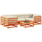 vidaXL Salon de jardin 7 Pièces avec coussins cire marron bois pin massif