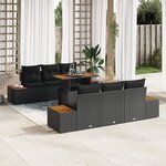 Ensemble de canapé de jardin 7 pièces avec coussins noir poly rotin vidaXL