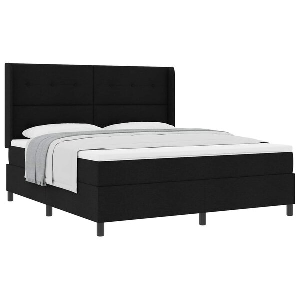 vidaXL Lit à ressorts avec matelas Noir 200 x 180 cm tissu