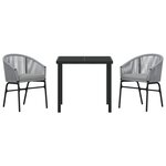 vidaXL Ensemble de jardin 3 pièces Grey Poly Rattan
