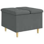 vidaXL Pouf de rangement avec coussin Gris foncé 60 x 60 x 45 cm tissu