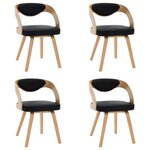 vidaXL Chaises à manger lot de 4 noir bois courbé et similicuir