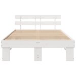 vidaXL Cadre de lit avec tête de lit blanche 135x190 cm en bois massif de pin