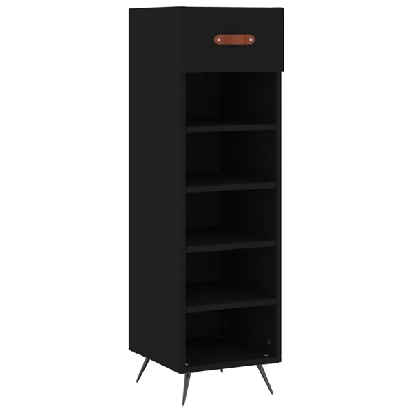 vidaXL Armoire à chaussures noir 30x35x105 cm bois d'ingénierie