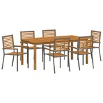vidaXL Ensemble de salle à manger pour jardin 7 Pièces Gris