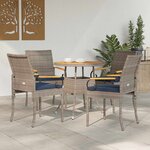 vidaXL Chaises de jardin avec coussin 4 Pièces Gris et bleu marine