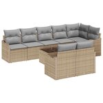 vidaXL Ensemble de canapé de jardin 9 Pièces Beige polyrotin