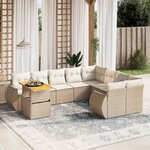vidaXL Salon de jardin avec coussins 10 Pièces beige résine tressée