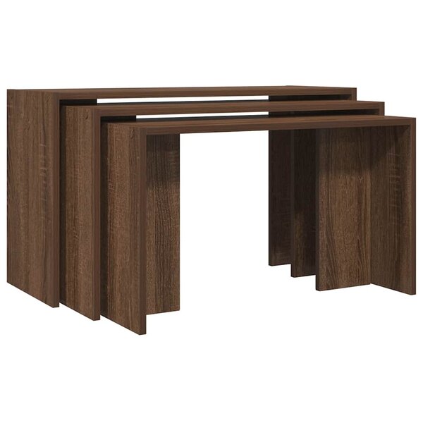 vidaXL Tables gigognes 3 Pièces chêne marron bois d'ingénierie