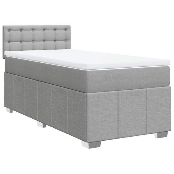 vidaXL Sommier à lattes de lit et matelas Gris clair 90x190 cm Tissu