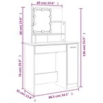 vidaXL Coiffeuse avec LED Gris béton 86 5x35x136 cm