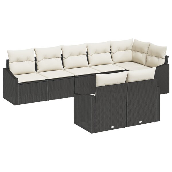 vidaXL Ensemble de jardin 8 pièces avec coussins en rotin noir