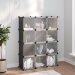 vidaXL Cubes de rangement 12 Pièces avec portes Noir PP