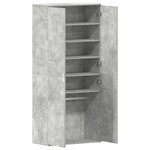 vidaXL Armoire à chaussures gris béton 80x39x180 cm en bois aggloméré