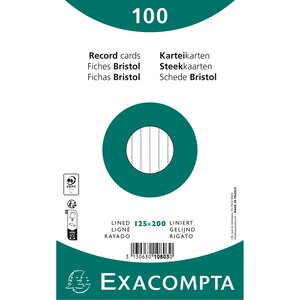 Paquet 100 Fiches Sous Film - Ligné Non Perforé - 125x200mm - Blanc - X 12 - Exacompta
