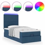 vidaXL Lit ottoman avec matelas et LED Bleu 90x200 cm Tissu