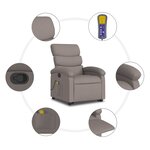vidaXL Fauteuil inclinable de massage Taupe Tissu
