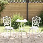 Ensemble de bistro de jardin 3 pièces vidaXL en aluminium blanc