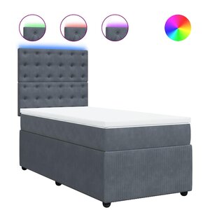 vidaXL Sommier à lattes de lit et matelas Gris foncé 90x190 cm Velours