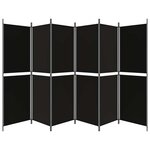 vidaXL Cloison de séparation 6 panneaux Noir 300x180 cm Tissu