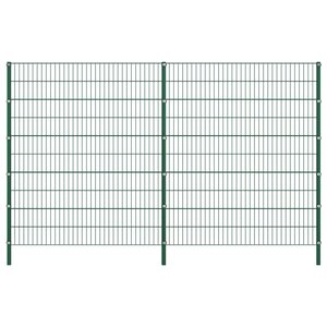Vidaxl panneau de clôture avec poteaux fer 3 4 x 2 m vert