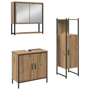 vidaXL Ensemble de mobilier de salle de bain avec porte 3 Pièces Marron